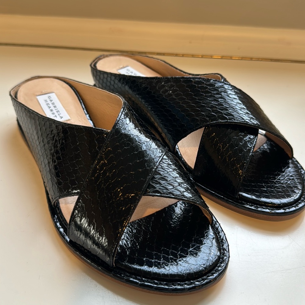 Gabriela Hearst Ellington Elaphe snake leather Slide Black 39 1/2